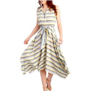 Atelier max hanker-shift sleeveless dress w/tie around waist linen blend Sz L